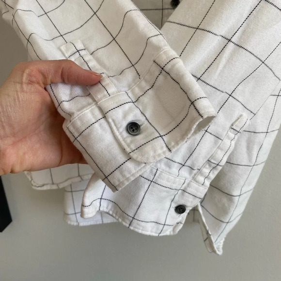 MADEWELL Cotton Flannel Boxy Fit Button Up Striped Shirt Size M - Picture 5 of 11